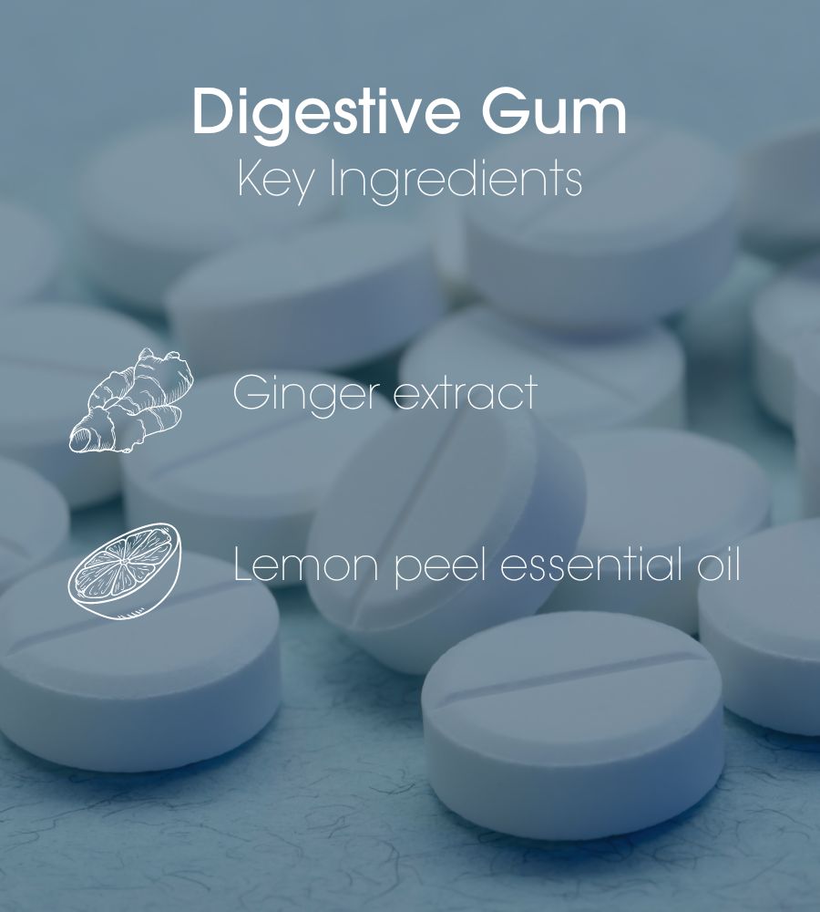 Ingredients of the product Digestive Gums for dyspepsia