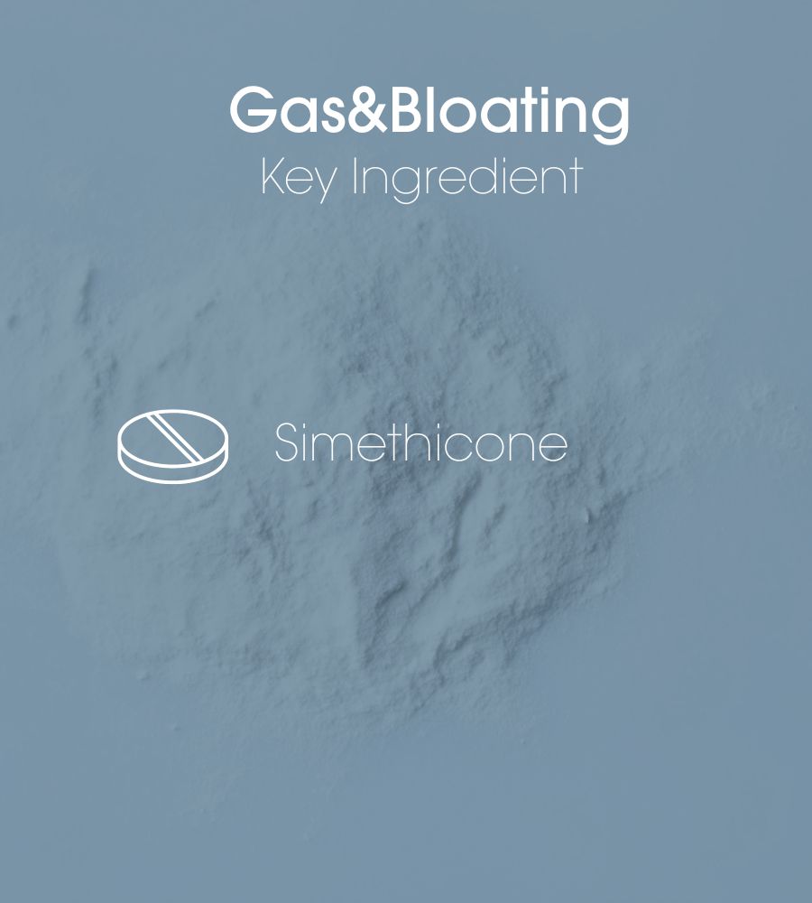 Simethicone, key ingredient of the product Gas&Bloating against Dyspepsia